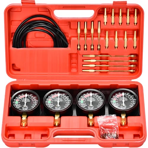 Rlongtou Testeur de synchronisation de carburateur de moto avec 4 montres synchronisées pour voiture 4 cylindres moto