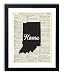 Indiana Home Script Upcycled Vintage Dictionary Art Print 8x10