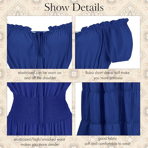 Zhitunemi Renaissance Costume Women Dress: Medieval Costumes for Women Renaissance Dresses - Peasant Cottagecore Theme Party Blue XS - Thumbnail 6