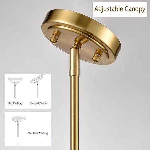 Miniatura 6 de HOLKIRT Modernas lámparas colgantes doradas, luces colgantes de isla de cocina, luces colgantes para dormitorio, comedor, baño con cúpula de cristal