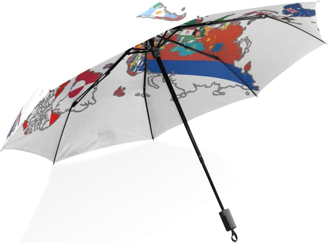 Bolaz Compact Folding Umbrella National Flag World Map Sun & Rain Protable Travel Umbrella Windproof Lightweight Umbrellas