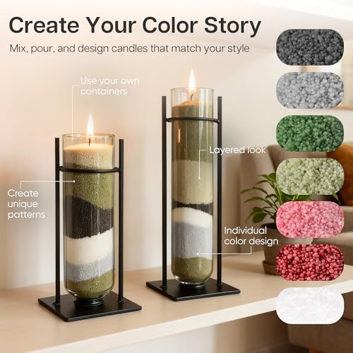 comforder Unscented Candle Sand with Wicks, Pearled Candle, Wax Granules, 14oz Sand Wax Granules + 4 Wicks (Light Green) by comforder - Image 4