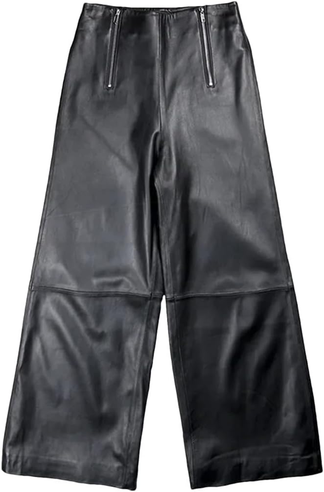 Women's Wide-Leg Trousers, High-Waisted Personalized Zippered Loose Casual Nine-Point Trousers
