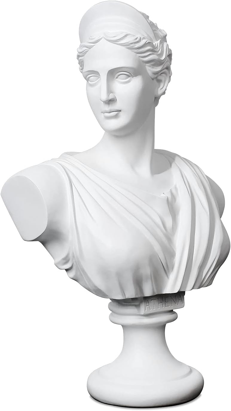 YUEOECOR 14.2in Greek Statue of Diana, Classic Roman Bust Greek Mythology White Sculpture for Home Décor