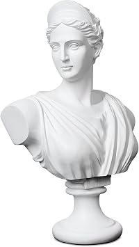 YUEOECOR 14.2in Greek Statue of Diana, Classic Roman Bust Greek Mythology White Sculpture for Home Decor