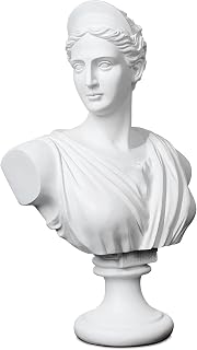 YUEOECOR 14.2in Greek Statue of Diana, Classic Roman Bust Greek Mythology White Sculpture for Home Décor
