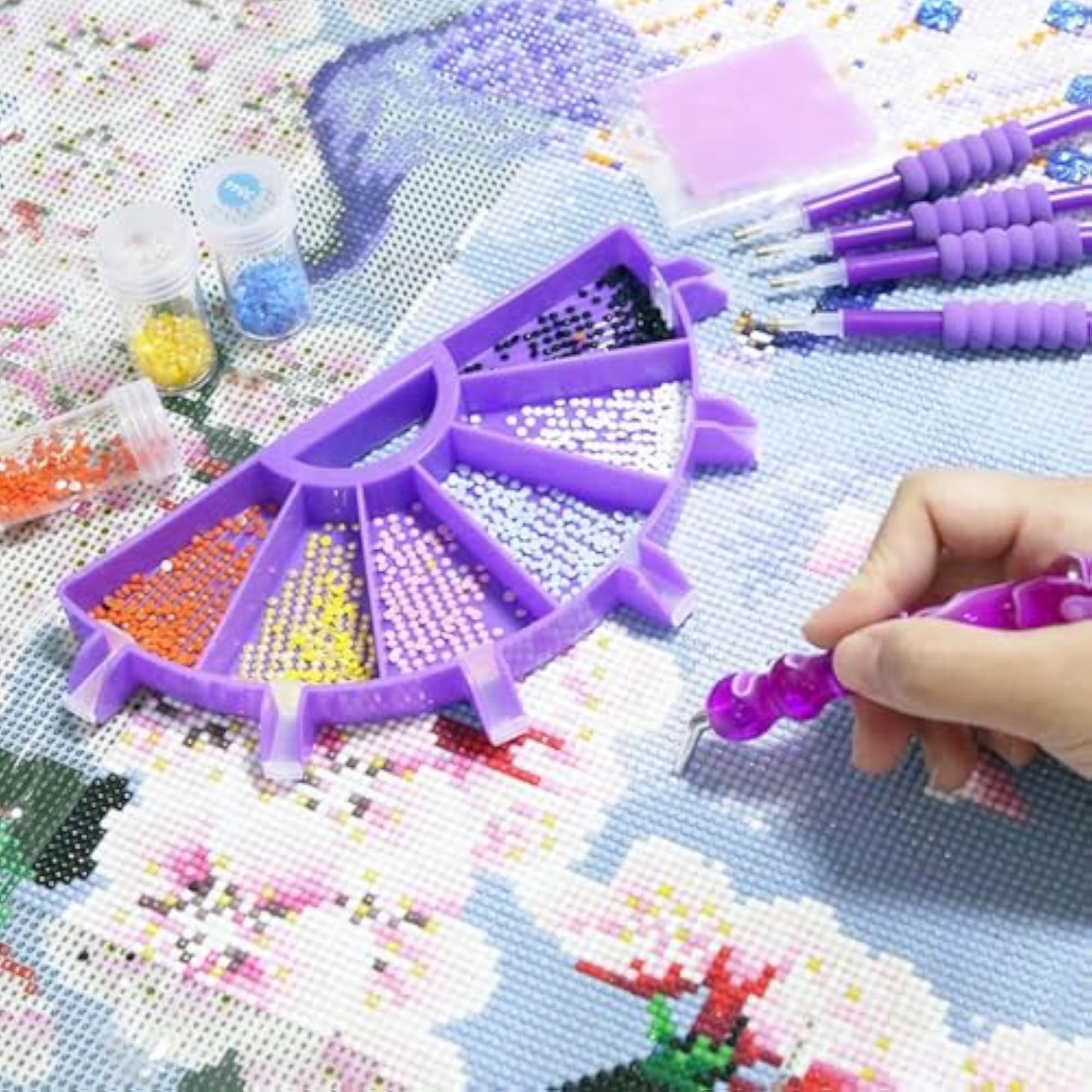 Bead Painting Tray DIY Tool Rhinestone Sorting Tray Purple