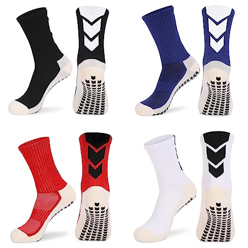 Qcwqmyl Non Slip Soccer Grip Socks Mens 4 Pairs Hospital Socks For Football Basketball Pilates Ballet Men's Athletic Socks Youth #TOP22