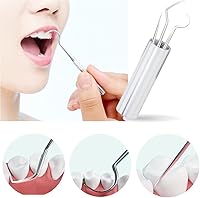 Vista 2 de Juego de púas dentales de acero inoxidable portátil, reutilizable, removedor de manchas dentales, herramientas de limpieza de dientes con soporte