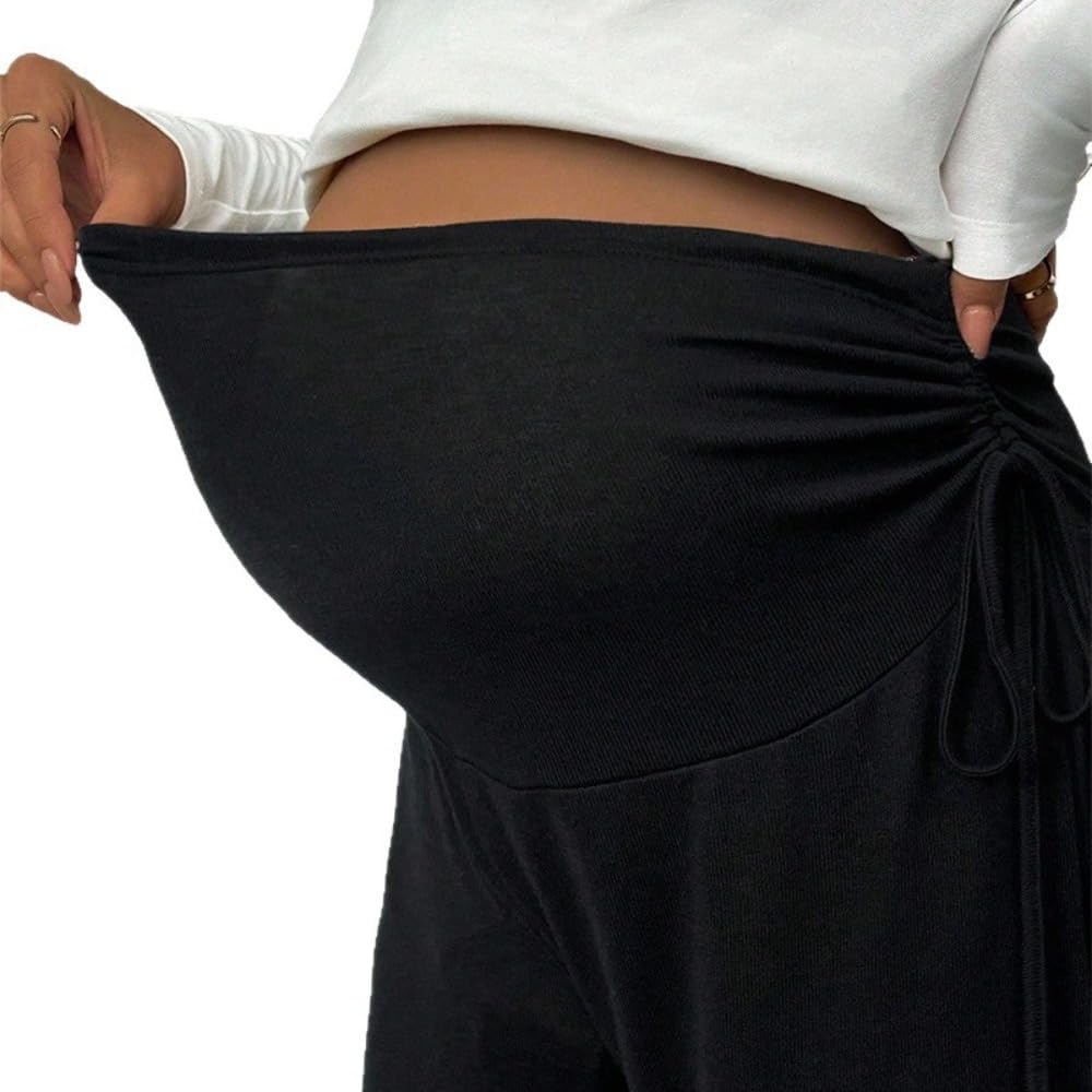Pantalon de maternité droite à boutons réglables pour le confort de grossesse