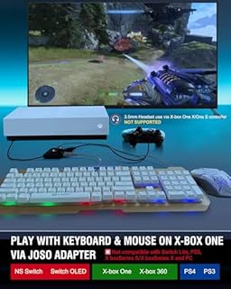 Joso Keyboard and Mouse Adapter for Nintendo Switch, Switch Keyboard Adapter for Playing Fortnite, Apex, FPS, RTS, Plug and Play Mouse Converter for Xbox One/PS4 Support Custom Key Mapping