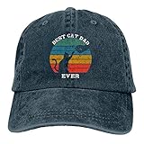 Retro Vintage Kitten Lover Gift Baseball Peaked Cap Best Cat Dad Ever Adjustable Cowboy Hats Navy