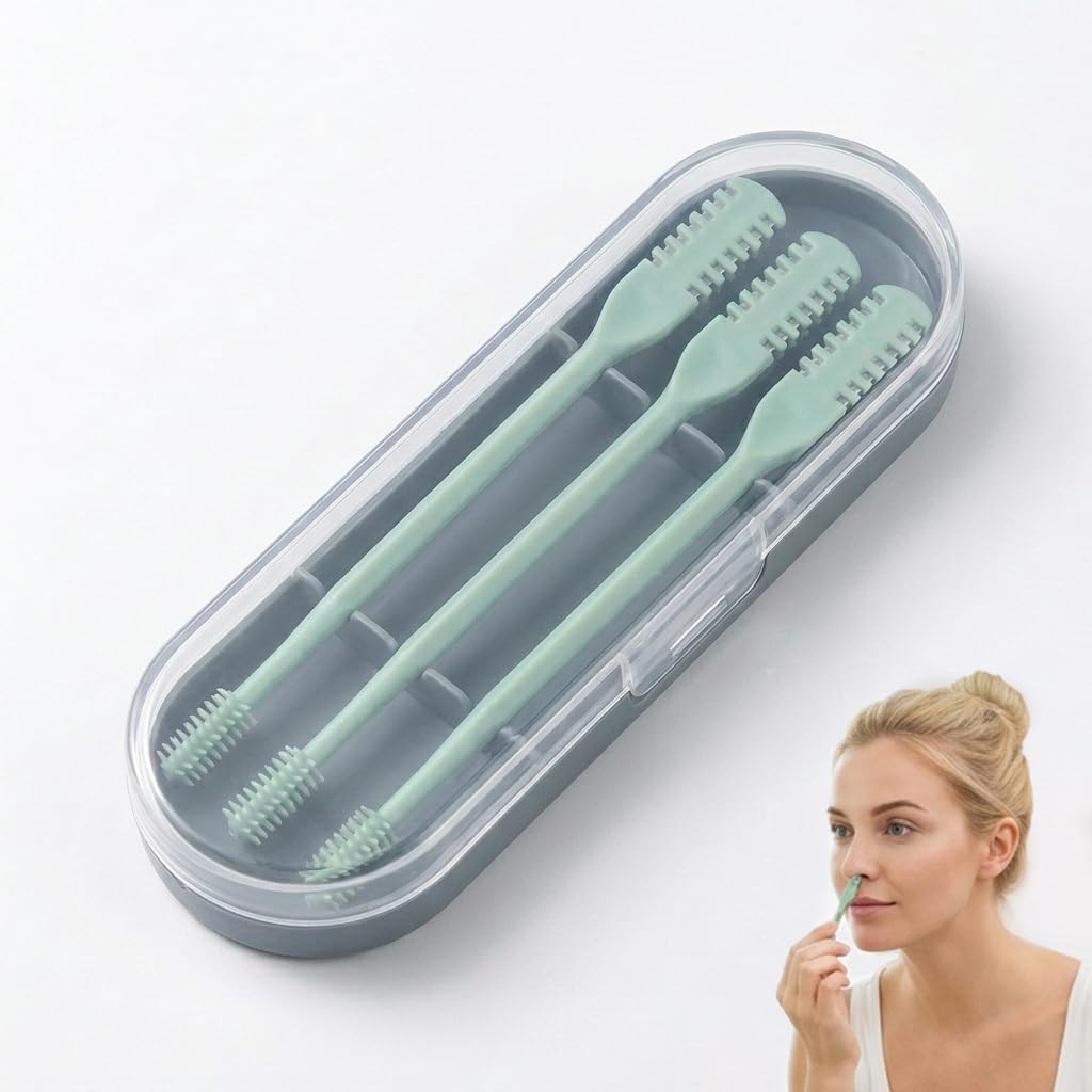 2-in-1 Nasal Hair Cutter, 360° Rotating Nose Hair Trimmer with Double-Sided Blade, Manual Nostril Hair Removal Tool for Men Women, Travel Essential