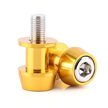 Rear Stand Swing Arm Spools Sliders Stand, Swingarm Bobbins, CNC Swing Arm Spool 8/10mm Swing Arm Spool for Motorcycle(10MM Gold)'