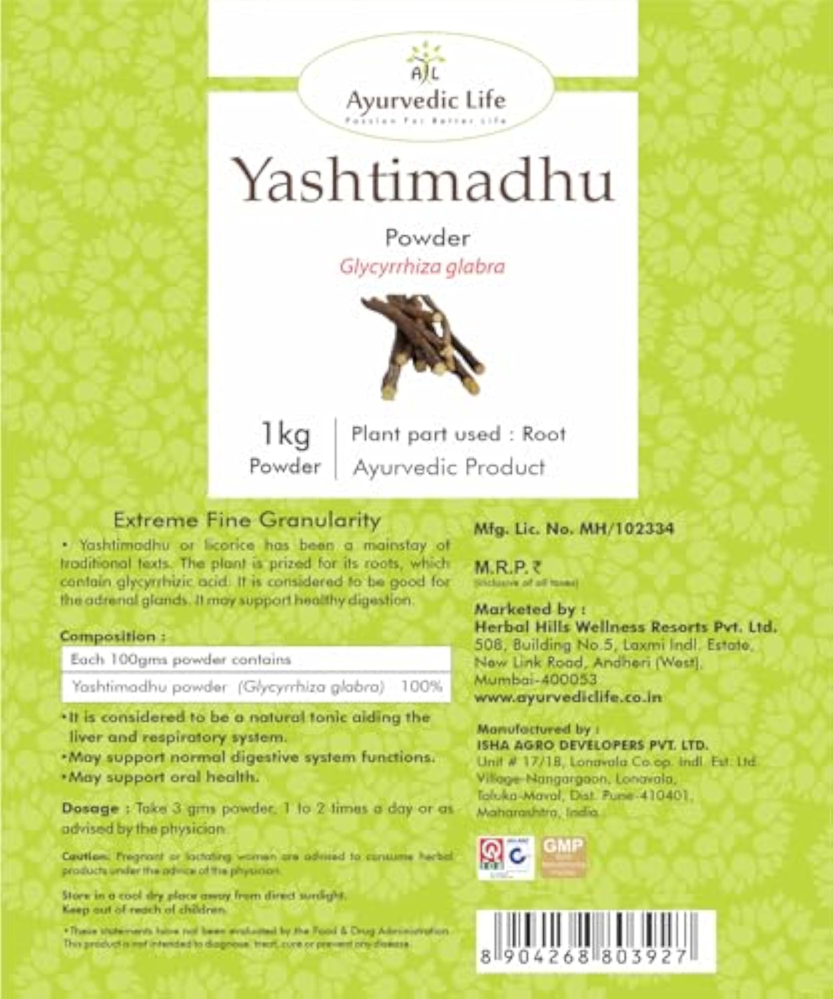 Yashtimadhu Powder Value Pack of 4, 1 Kg Each