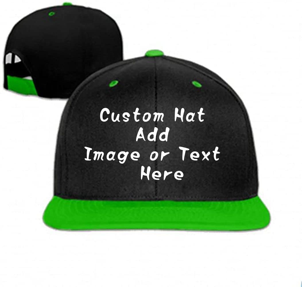 Custom Snapback Cap with Your Image or Text, Flat-Brimmed Hat, Personalized Pop Rock Cap, Popular Adjustable Plain Flat Peak Baseball Cap for Friend Birthday Presents Green