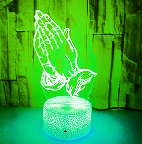 Lámpara de Mesa Ilusión 3D de Mano Orante Multicolor miniatura 5