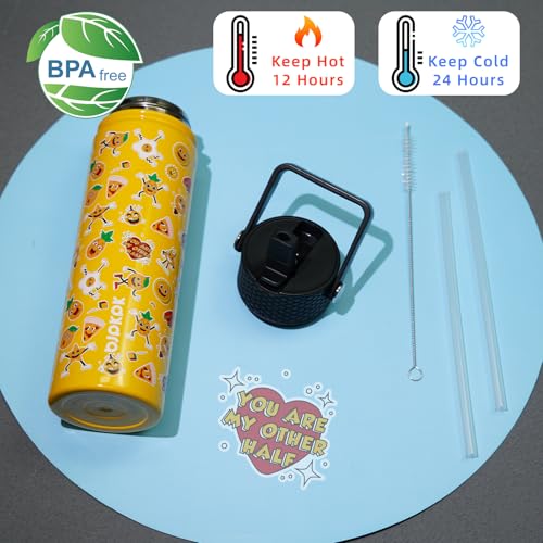 Image of BJPKPK Insulated Water Bottle, 22oz Stainless Steel with Straw Lid