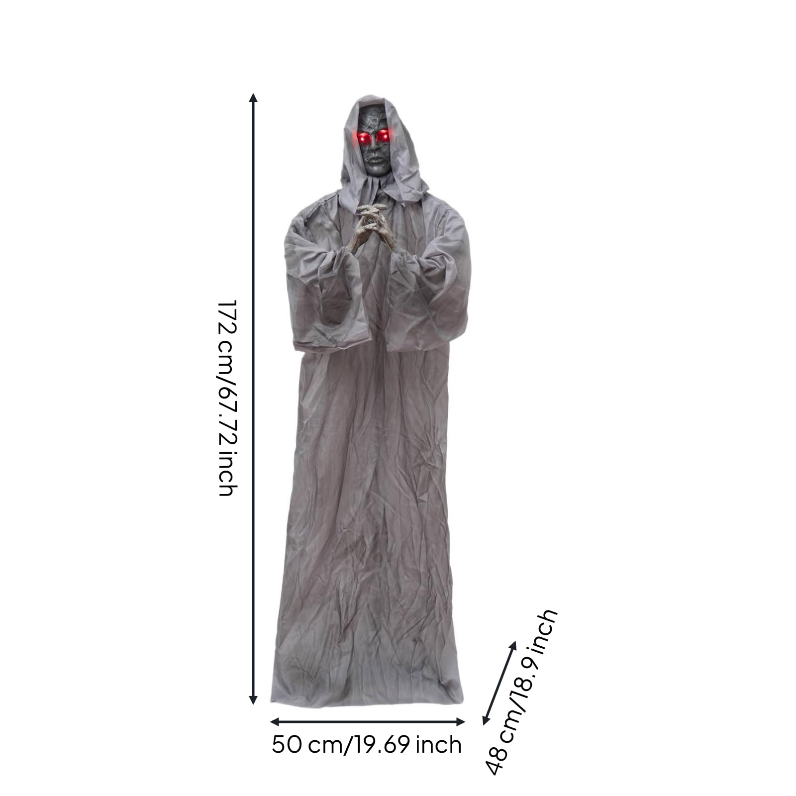 de con Capucha Figura Decorativa de Festival Estatua de Halloween Adorno con Material de Plástico y Tela Activación por Sonido y Temblores Adecuado para Fiestas Entradas Interiores