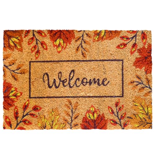 Relaxdays Felpudo Coco 'Welcome', 60x40 cm, Antideslizante, Resistente a la Intemperie, Interior/Exterior, Multicolor