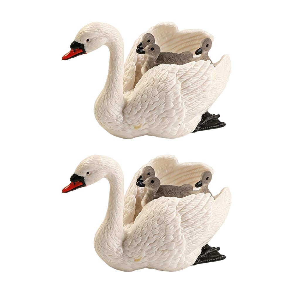Jehoshaphat 2Pcs PVC Swan Mini Sculpture Ornaments, Stylish Aesthetic Animal Statues, Static Tabletop Collectible Figurines for Indoor Home, Seasonal Sharing Presents Without Power Supply