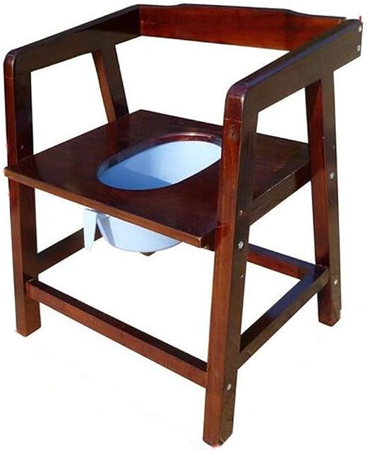 ATAAY Comfortable Bedside Commode Seat Shower Bench Extra Wide Bath Toilet Chair Solid Wood Frame for Pregnant Elderly Disabled, Wipe Clean Easy