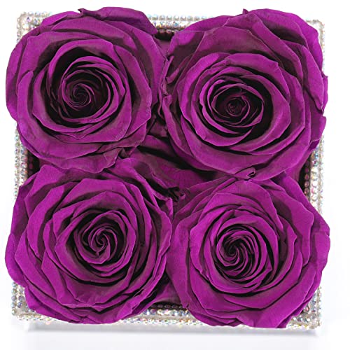Lovenfold Preserved Roses In A Box Covered With Shiny Rhinestones , Forever Roses That Last A Year, Fresh Flowers For Delivery Prime Birthday Gifts For Women (Bling Rhinestones Purple Roses) #TOP2