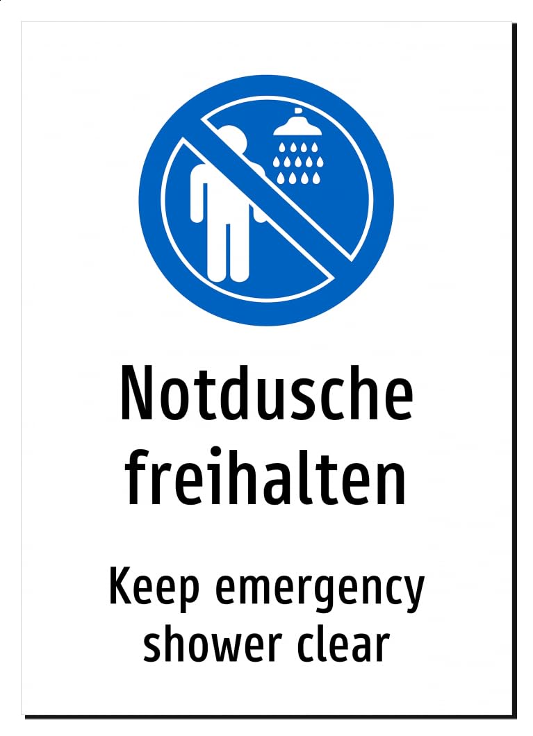 57074-DEEN-S-13 | Notdusche freihalten Schild/Aufkleber | Deutsch