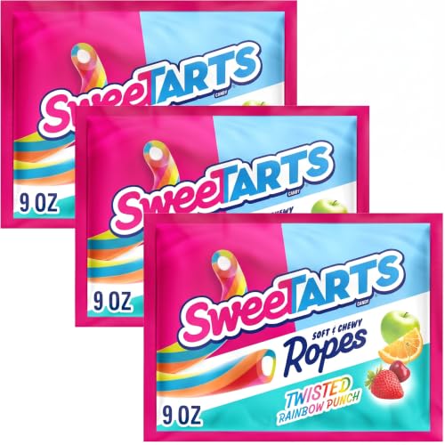SweeTARTS Ropes, Candy, Twisted Rainbow Punch, Soft and Chewy, 9 oz (Pack of 3) - image 1