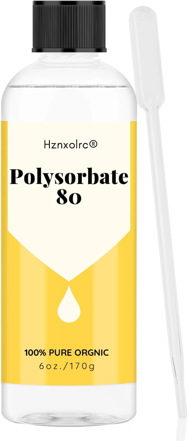 6 oz Polysorbate 80 for Bath Bombs, Premium Polysorbate 80 (Sorbitan Oleate) Liquid, 100% Pure, Cosmetics Grade, Gentle on Skin, Suitable for Making Lotions
