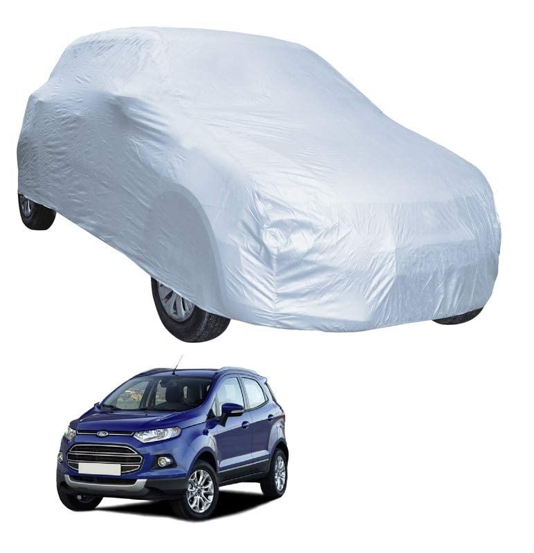 Image of Auto Hub Car Cover Compatible with Ford EcoSport with Weather Proof, Triple Stitched, EcoSport Car Cover- Plain Silver