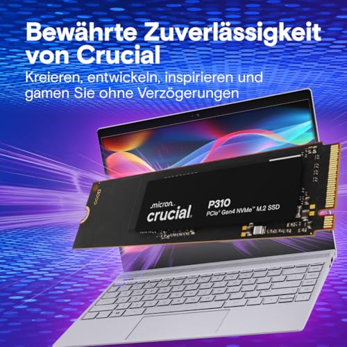 Crucial P310 SSD 500GB M.2 2280 PCIe Gen4 NVMe, bis 6.600 MB/s, Gaming für Laptop und Desktop PC, Interne Festplatte - CT500P310SSD801