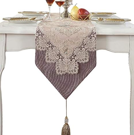 Amazon テーブル ランナー 刺繡 ヨーロッパの国 手作りスタイル かぎ針編みのレース テーブルクロス 刺繍 テーブルクロス 中空 国 スタイル テーブルクロス ドレッシング テーブル 装飾 洗浄 パッド Color Purple サイズ 33x180cm 食卓カバー オンライン通販