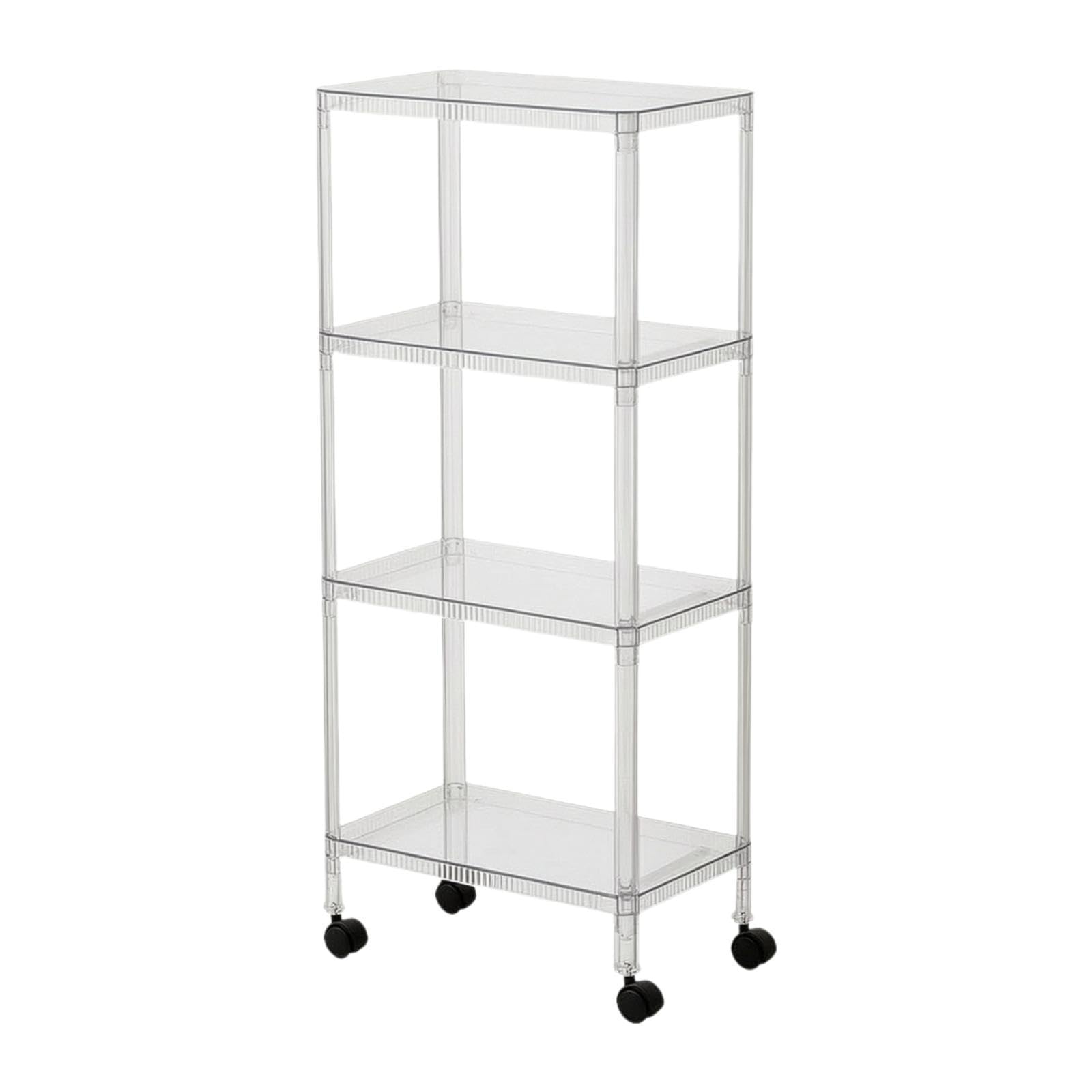 Estante movil transparente para solucionar la falta de espacio mueble de 4 niveles con ruedas