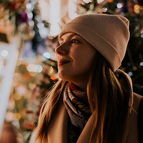 Pffy 2 Packs Unisex Beanie Hats For Men And Women Knit Winter Beanies Black+Beige #TOP6