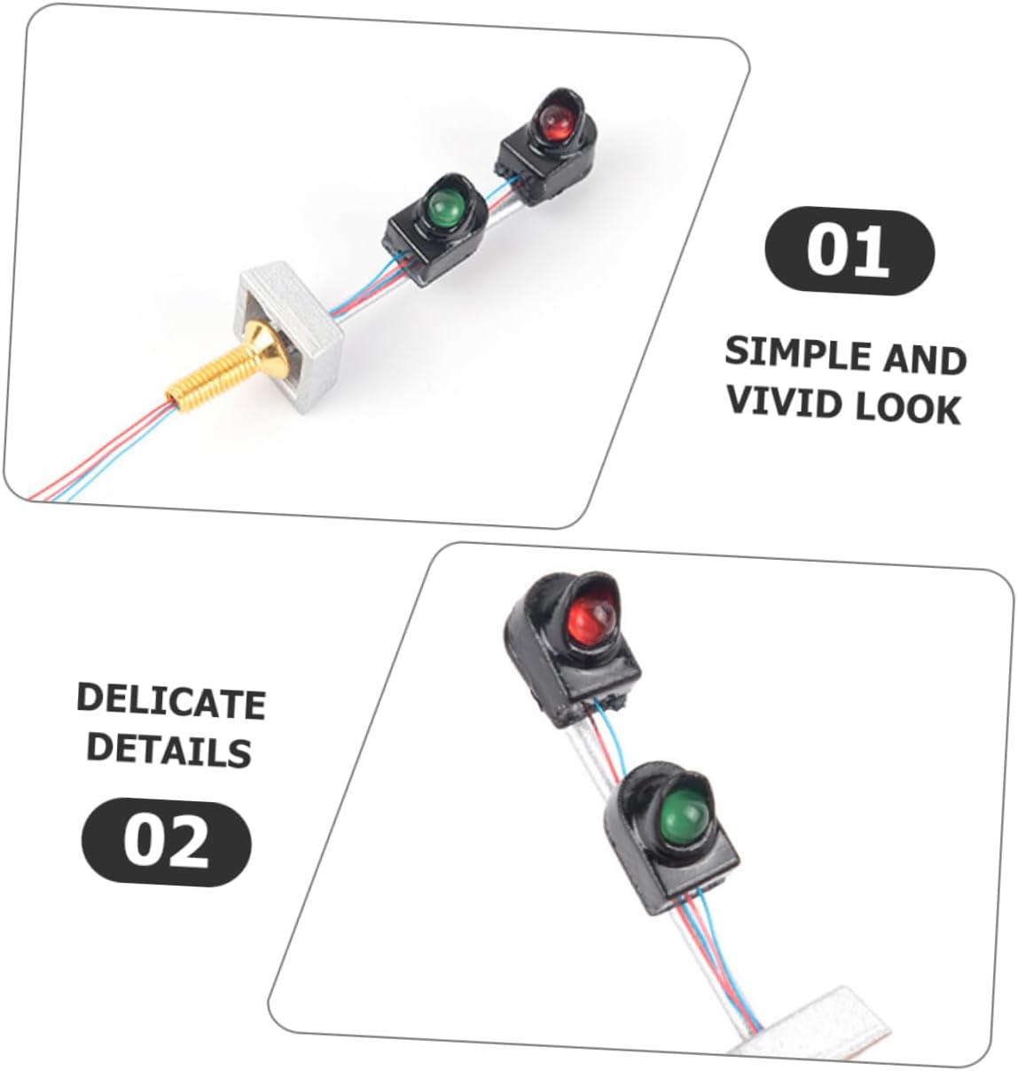 DOITOOL 2pcs Road Signal Light Model Table Decor Miniature Landscape Train Accessories