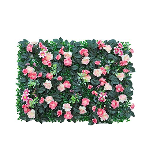 Uposao seto artificial planta verde simulación pared vegetal, paneles de vegetación, pared vegetal, decoración de jardín, valla para boda o decoración interior DIY césped, 40 x 60 cm