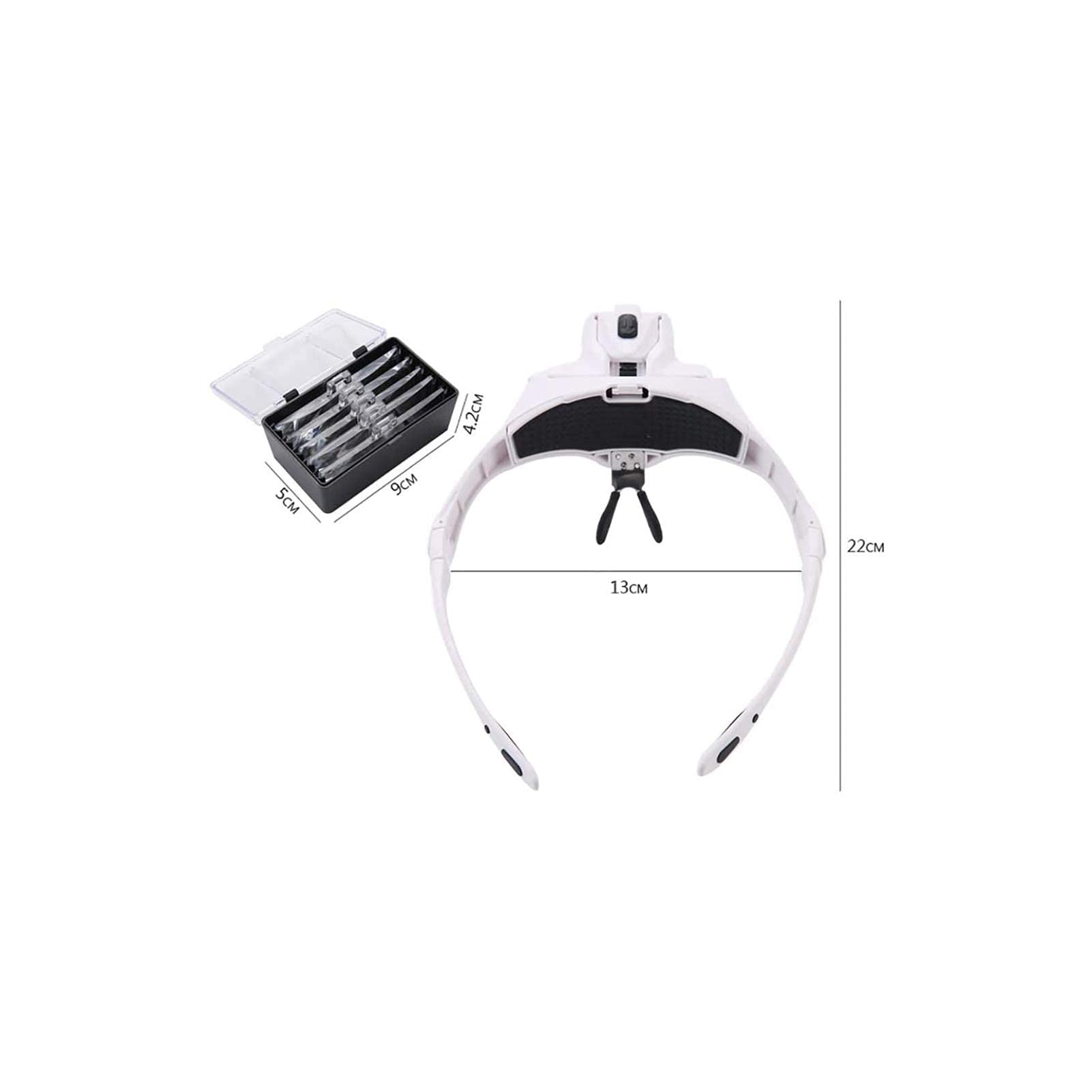 Lupa de Diadema, Lupa iluminada para Montar en la Cabeza, Lupa Manos Libres con Zoom de 1X a 3,5X y 5 Lentes Desmontables, Lupa iluminada para Lectura, Lupa de joyero.