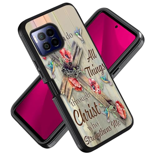 ZXHSBROK for T-Mobile REVVL 7 Pro 5G Phone Case, Military Grade Heavy Duty 3-Layer Shockproof Drop Protective Cover for T-Mobile REVVL 7 Pro 5G (2024), Hummingbird Cross Inspirational Quote