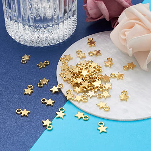 Pandahall 100Pcs Tibetan Style Tiny Blank Stamping Tag Charms Pendants Christmas Star Golden 10X8X1Mm For Diy Jewelry Making #TOP4