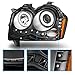 AmeriLite Black Projector Replacement Headlights Xtreme LED Halo Bar Set For 2008-2010 Jeep Grand Cherokee - Passenger and Driver Side
