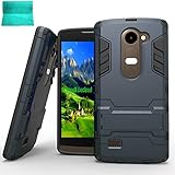 LG Leon Case,LG Tribute 2 Case,Moment Dextrad [Shockproof][Stand Feature]Dual Layer Armor Defender Shock Absorption protective Cover for LG Leon / LG Tribute 2 (NOT Fit LG Tribute) (Blue-black)
