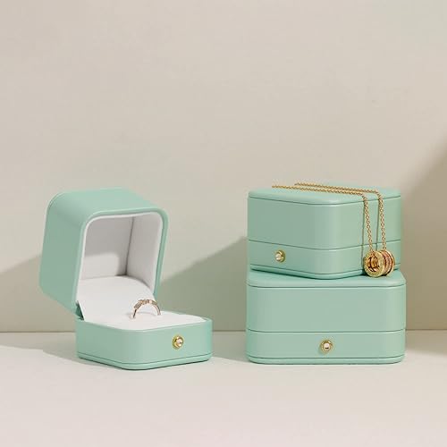Miniatura 3 de Oirlv Magnífico collar verde menta caja de regalo de cuero collar cajas para joyería regalo terciopelo interior colgante caja