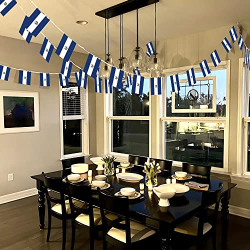 Image of Anley El Salvador String Flag Pennant Flags, Patriotic Events 15th of September Salvadoran Independence Day Decoration Sports Bars - 33 Feet 38 Flags