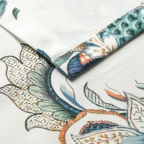 Vogol Botanical Valance For Kitchen, Ink & Watercolor Style Lotus Pattern Printed Panels, Blue Floral Window Treatment For Basement Bathroom Bedroom, 52 X 18 Inches, 1 Piece #TOP6