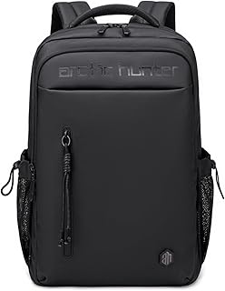 شنطة ظهر للابتوب للسفر للرجال من اركتيك هانتر، سعة 21 لتر، مناسبة للابتوب مقاس 15.6 بوصة مع جيب للتابلت مقاس 10.9 بوصة، شنطة ظهر مقاومة للماء للعمل والمكتب من الجلد والبوليستر بجيب بسوستة