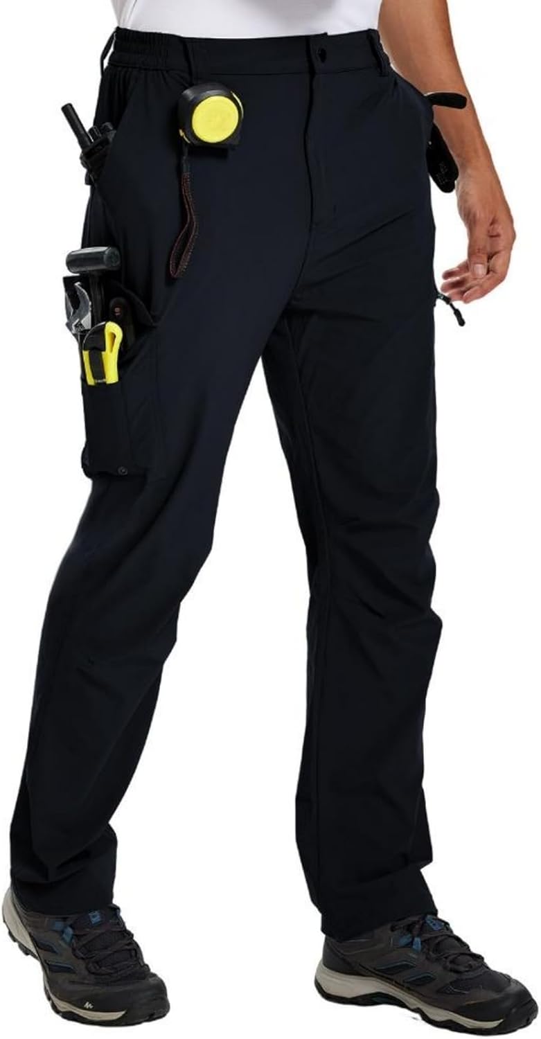 Men Hiking Pants Lightweight Cargo Work Quick Dry Waterproof Tactical Pants Outdoor Travel Camping Fishing 7 Pockets - Image 3
