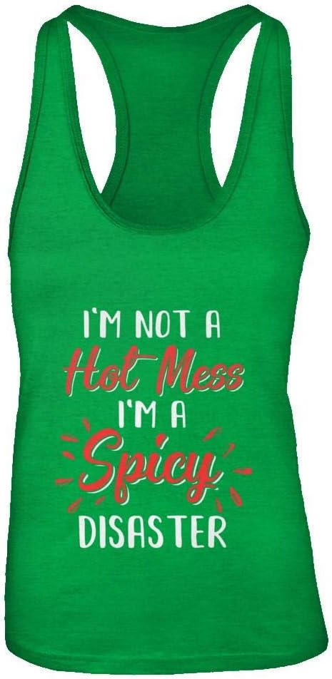 TeesPass Women's I'm Not A Hot Mess I'm A Spicy Disaster Shirt Racerback Tank Top