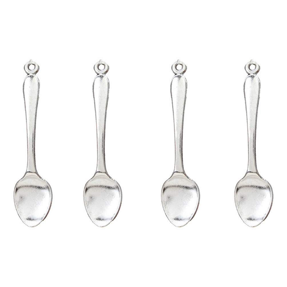 EXCEARTEXCEART 20pcs Mini Spoon Pendant Vintage Silver Miniature Spoon Model Charms Jewelry Making Supplies for Women Men