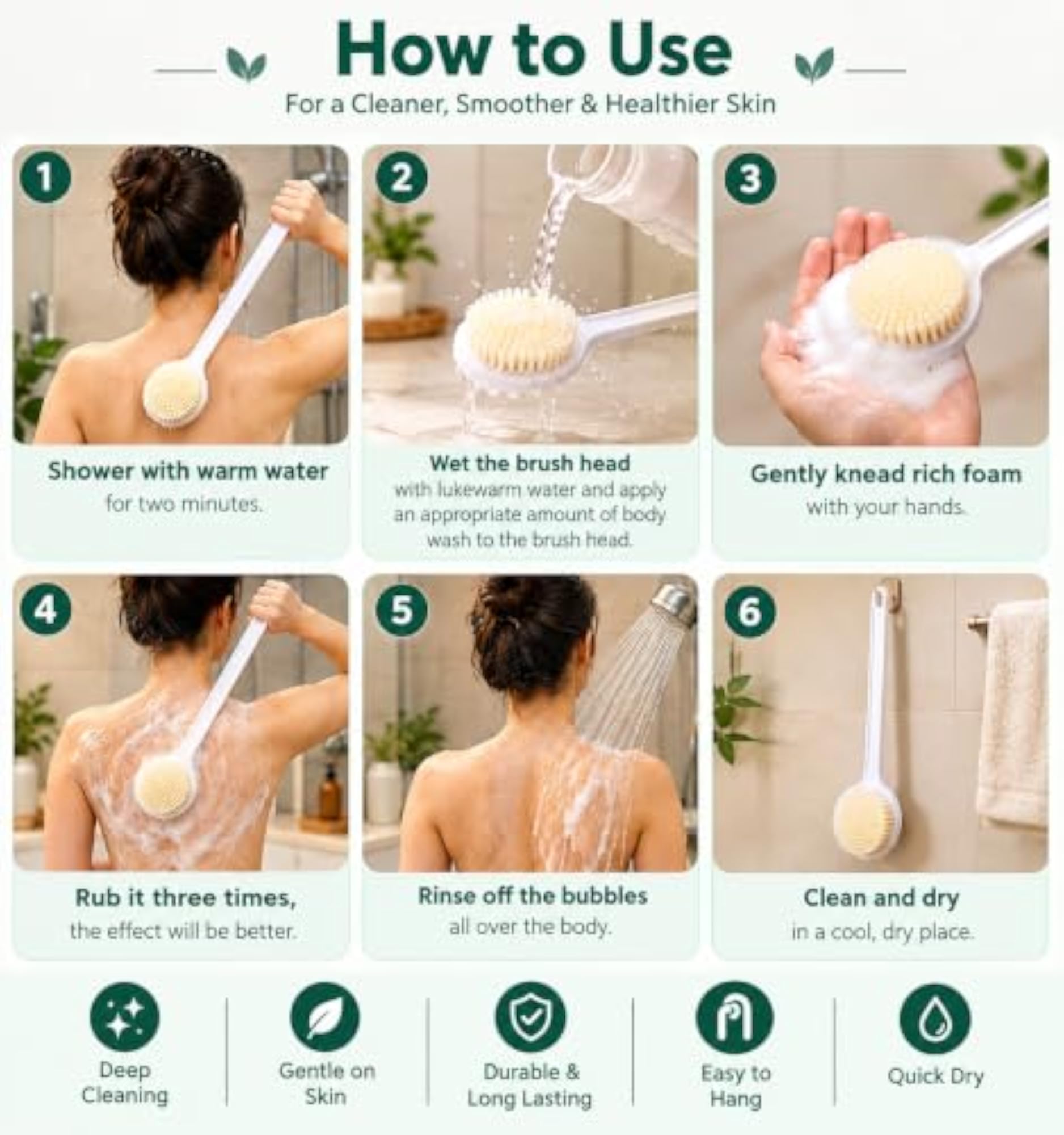 Back Scrubber with Long Handle for Bathing